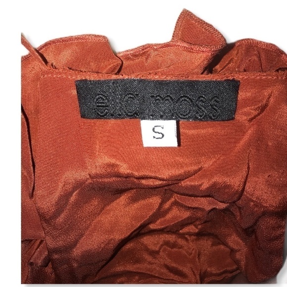 Elle Moss Wrinkled Burnt Orange Blouse Size S - Picture 6 of 6